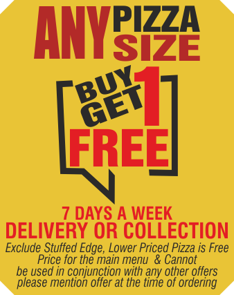 Buy 1 Get 1 Free Pizza 18"